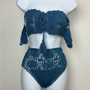 Handmade Teal Crochet Bikini Set